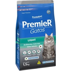 Ração Premier Gatos Ambientes Internos Light Salmão 1,5Kg