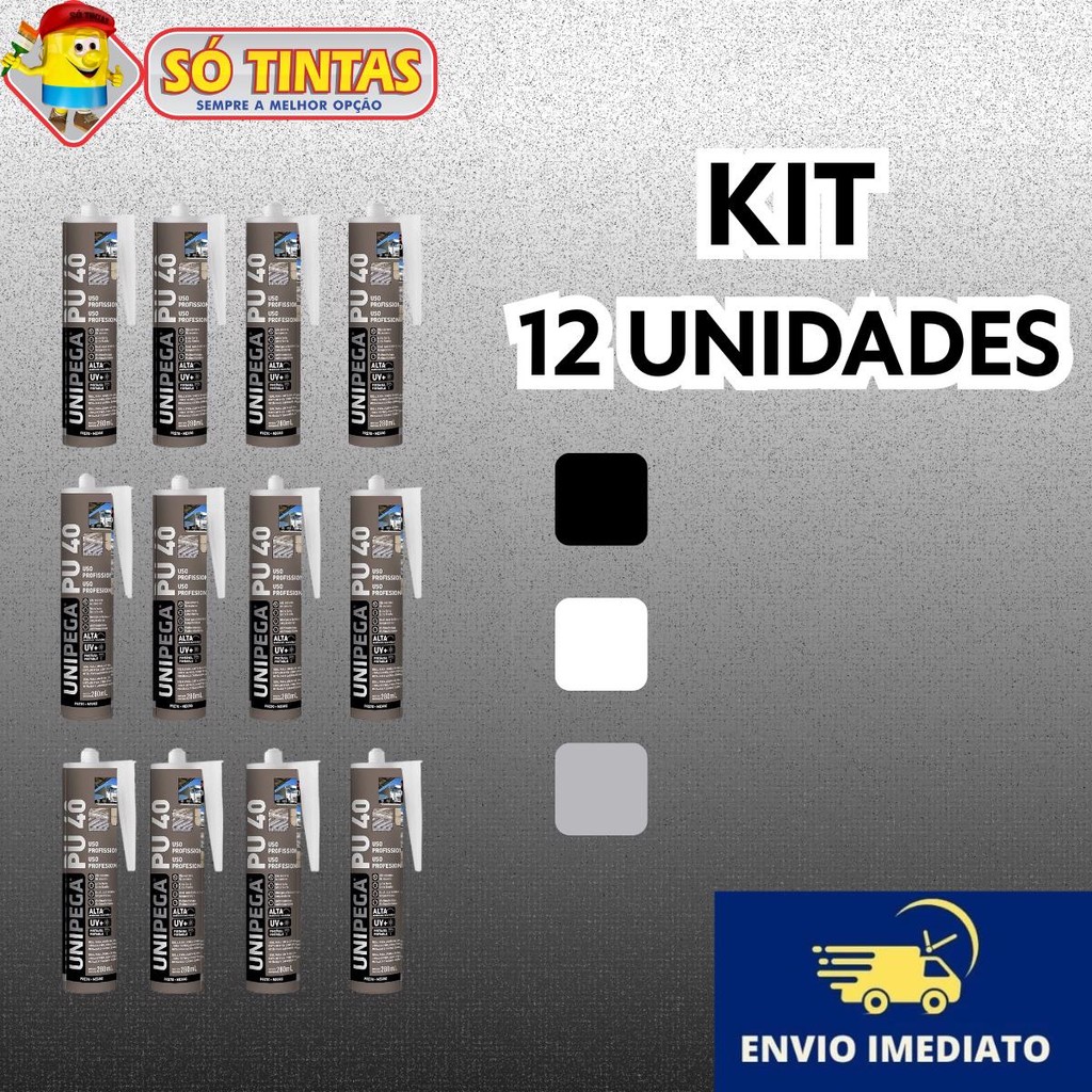 Kit com 12 Selantes Silicone PU 40 Branco Uso Profissional (Extra Forte) 400g 28