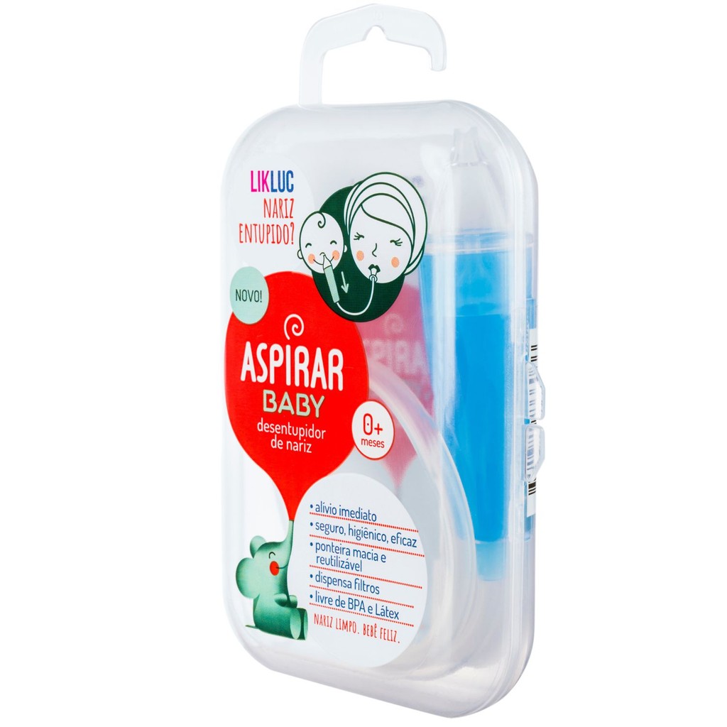 Aspirador Nasal Bebê Likluc Aspirar Baby Original com Estojo Aspirador Sucção Nariz Bebe Infantil