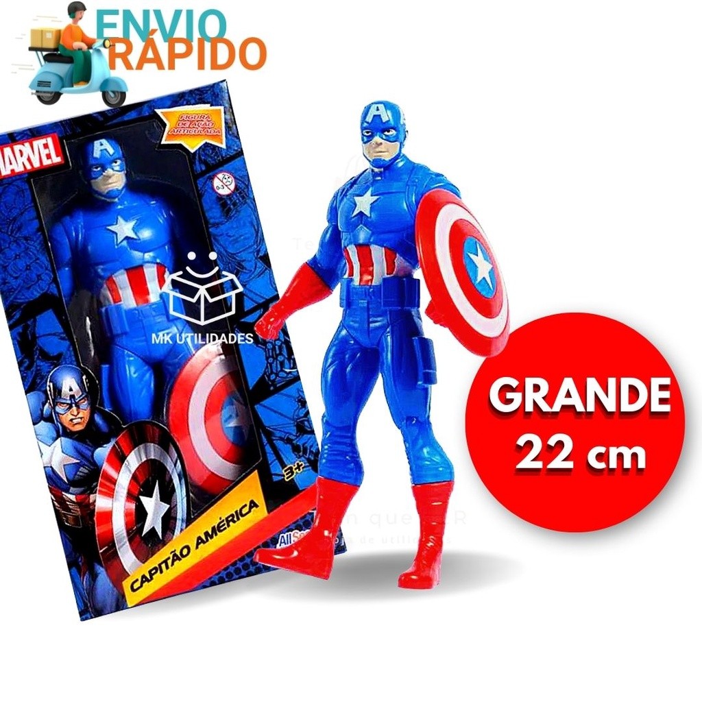 Boneco Capitão América Articulado 22cm Marvel Vingadores