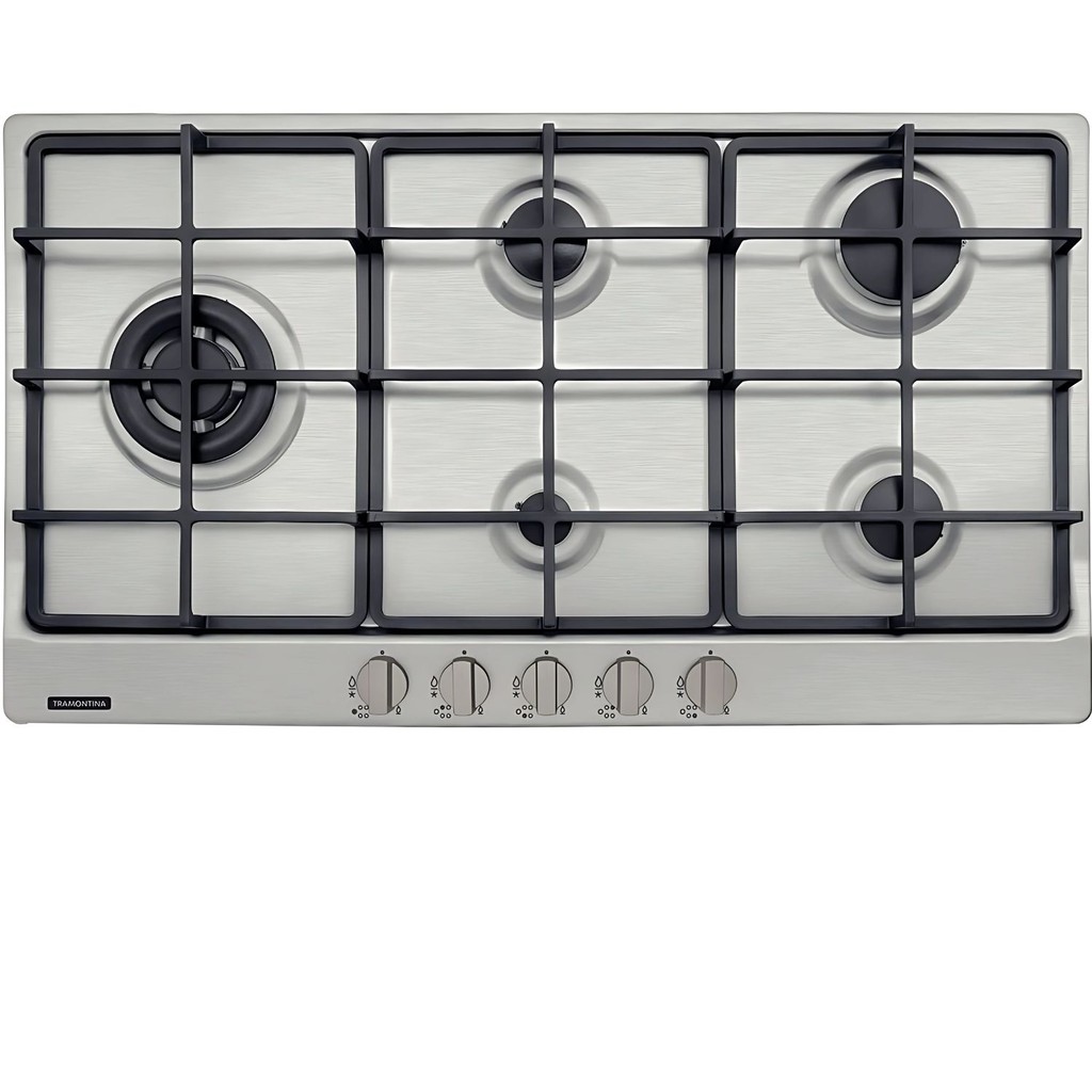 Cooktop Aço Inox Tramontina Gás 5 Queimadores 75cm Bivolt trempes ferro fundido acendimento automatico