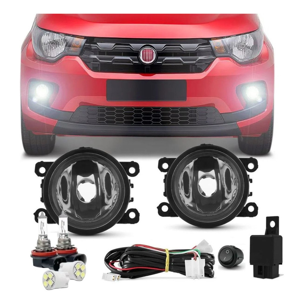 Kit Farol De Milha Neblina Fiat Mobi 2016 Até 2021 + Brinde