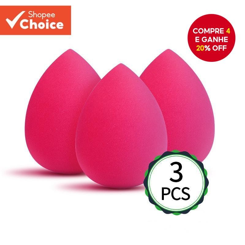 3 Pçs Esponja De Maquiagem Profissional Sopro Cosmético Para Fundação Corretivo Creme Beleza .