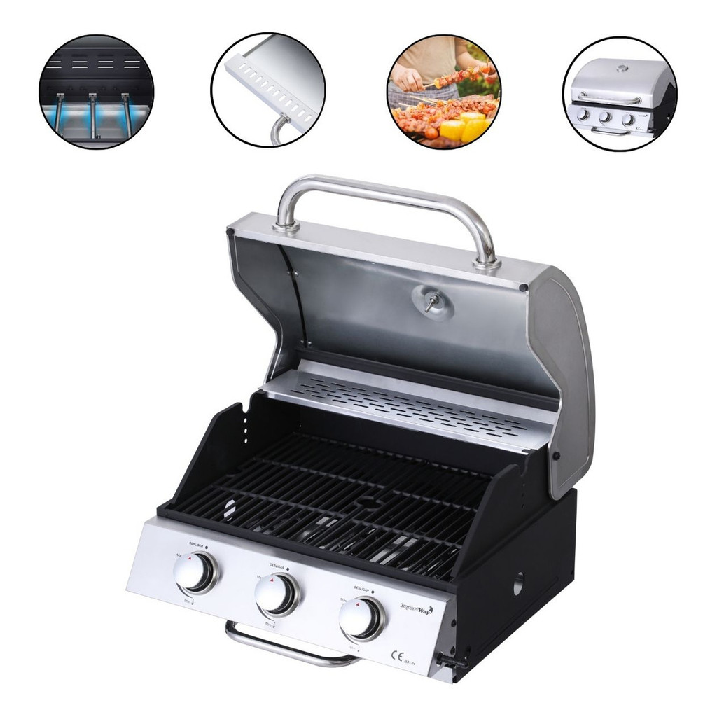 Churrasqueira de Embutir Bancada Inox a Gás 3 Queimadores Push Turn Importway Iwcg-006 em Oferta na Shopee