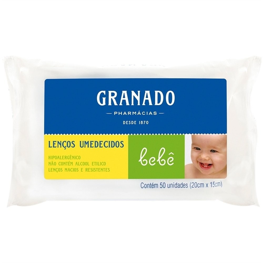 Lenços Umedecidos para Bebê Granado - Pacote com 50 Lenços em Oferta na Shopee
