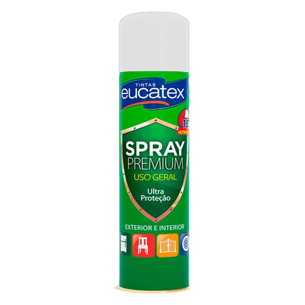 Tinta Spray Premium Multiuso Eucatex Branco Brilhante