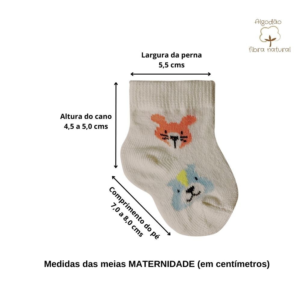 Kit 3 Pares Meias Maternidade Recém Nascido Algodão
