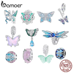 Bamoer 925 Sterling Silver Charms Delicado Pingente Borboleta Acessórios De Moda Aniversário SCC2659