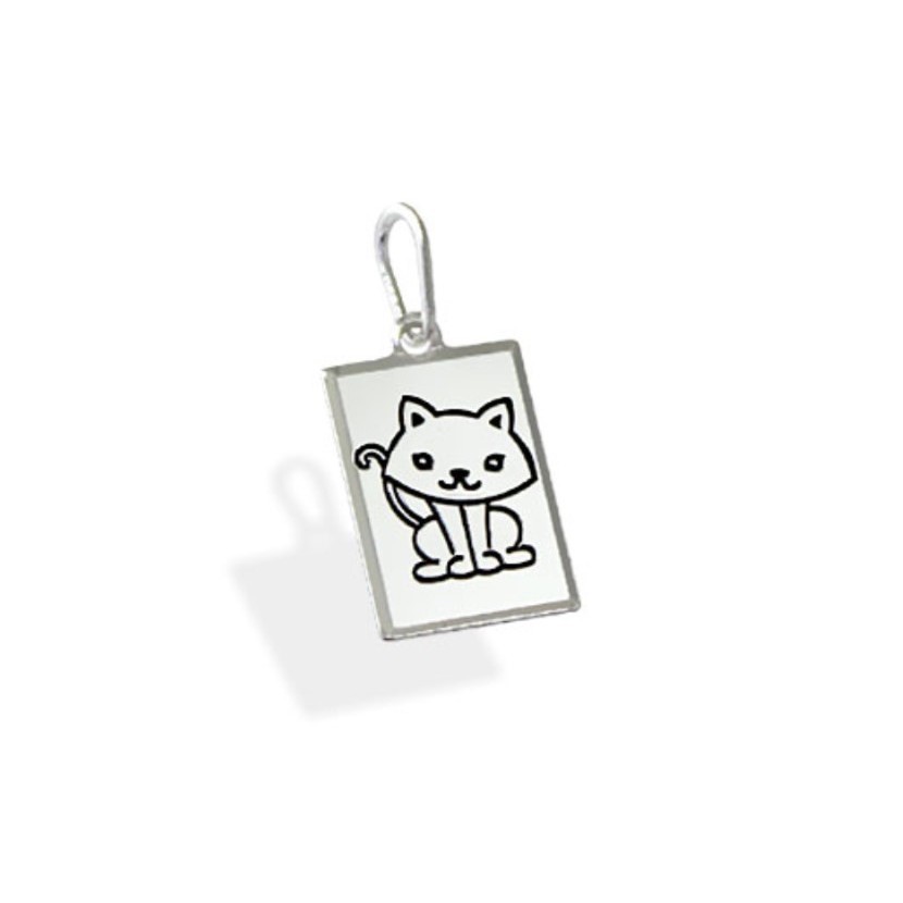 Pingente plaquinha gato patinha - Prata 925 - Fashion Accessories