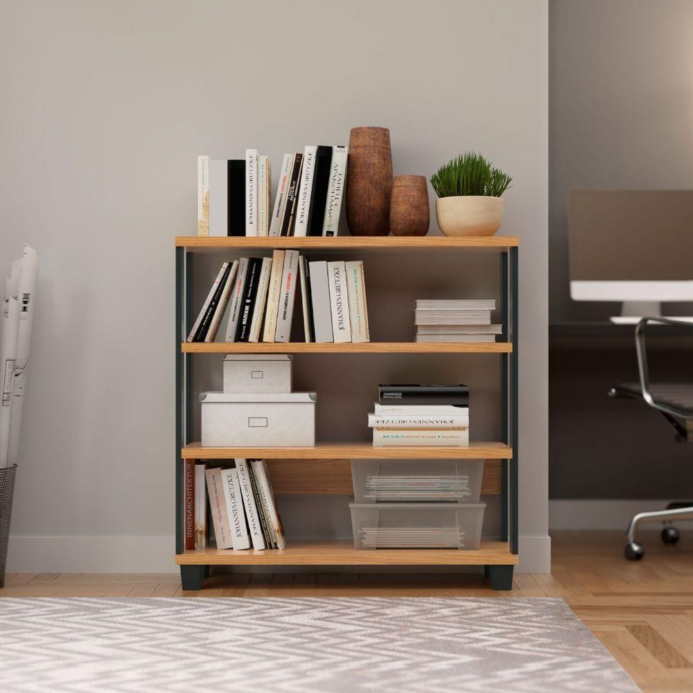 Balcão 4 Prateleiras 89,5 X 29 X 92 Cm Freijó-Preto F23 em Oferta na Shopee