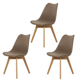 Kit 3 Cadeiras Para Jantar Cozinha Saarinen Leda Design Wood Base Madeira Nude em Oferta na Shopee