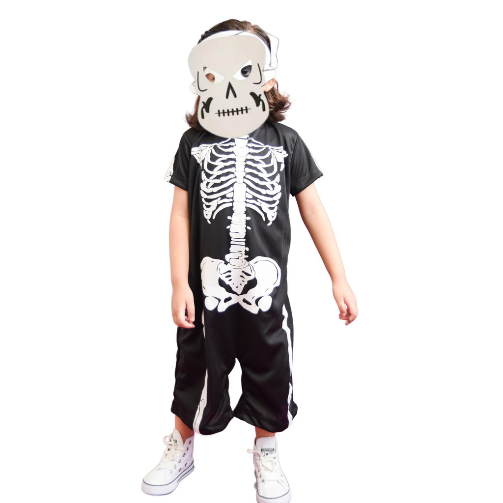 Fantasia Infantil Menino Esqueleto + Mascara Envio Imediato