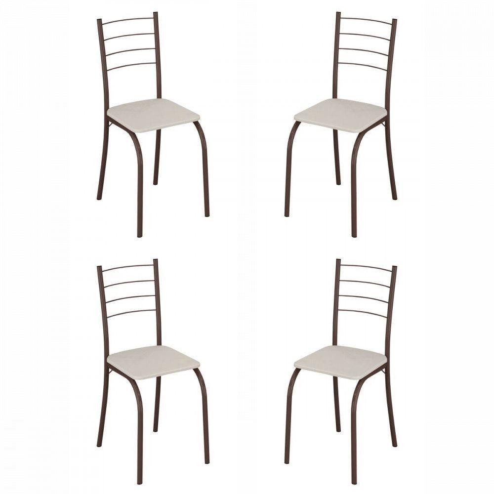 Conjunto De 4 Cadeiras Rio Marrom Assento Creme Teixeira Marrom Com Creme em Oferta na Shopee