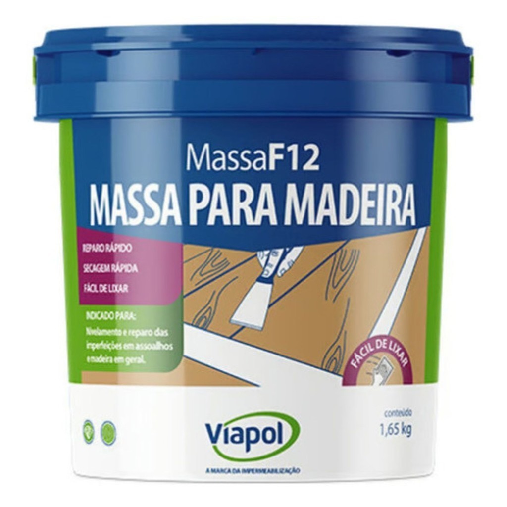 Massa Reparo F-12 Mogno Para Madeira 1,65 Kg Viapol em Oferta na Shopee