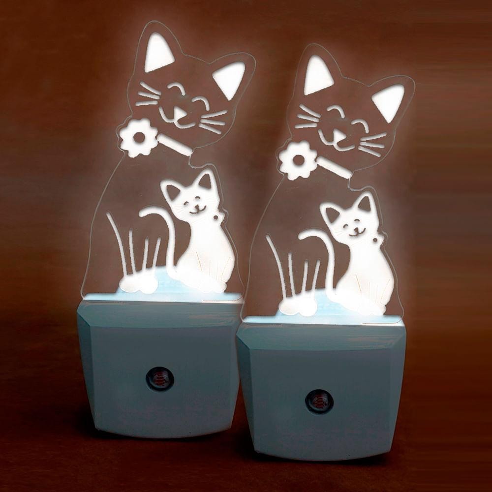 2 Luzes Noturnas Infantis Tipo Gato - DNI 6154 em Oferta na Shopee