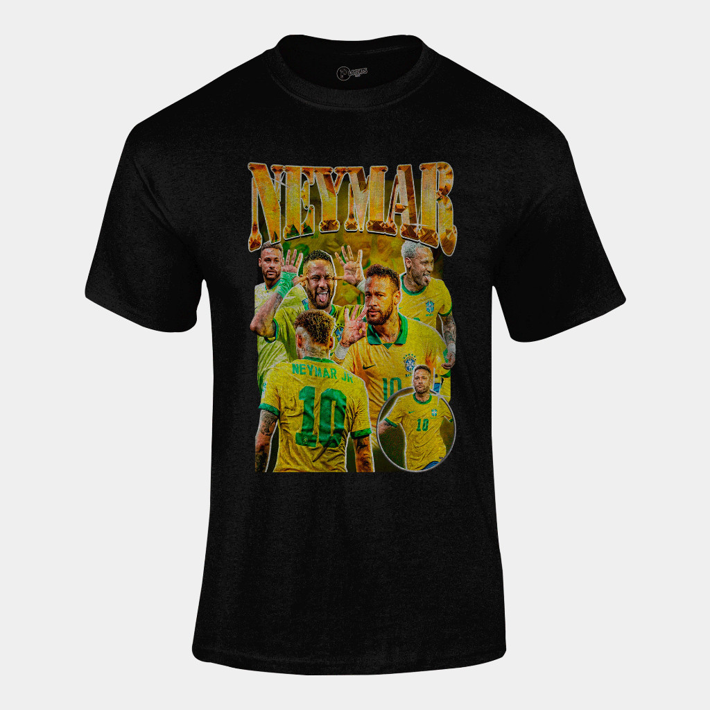 Camiseta Algodão Unissex - Neymar Seleção Brasileira - Graphic Tee Casual Versátil Alta Qualidade