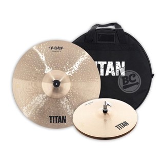 Kit de Pratos Titan Tremor com Crash Ride 19, Chimbal 14 e Bag Bronze B8 Extra Hammered TNTK245