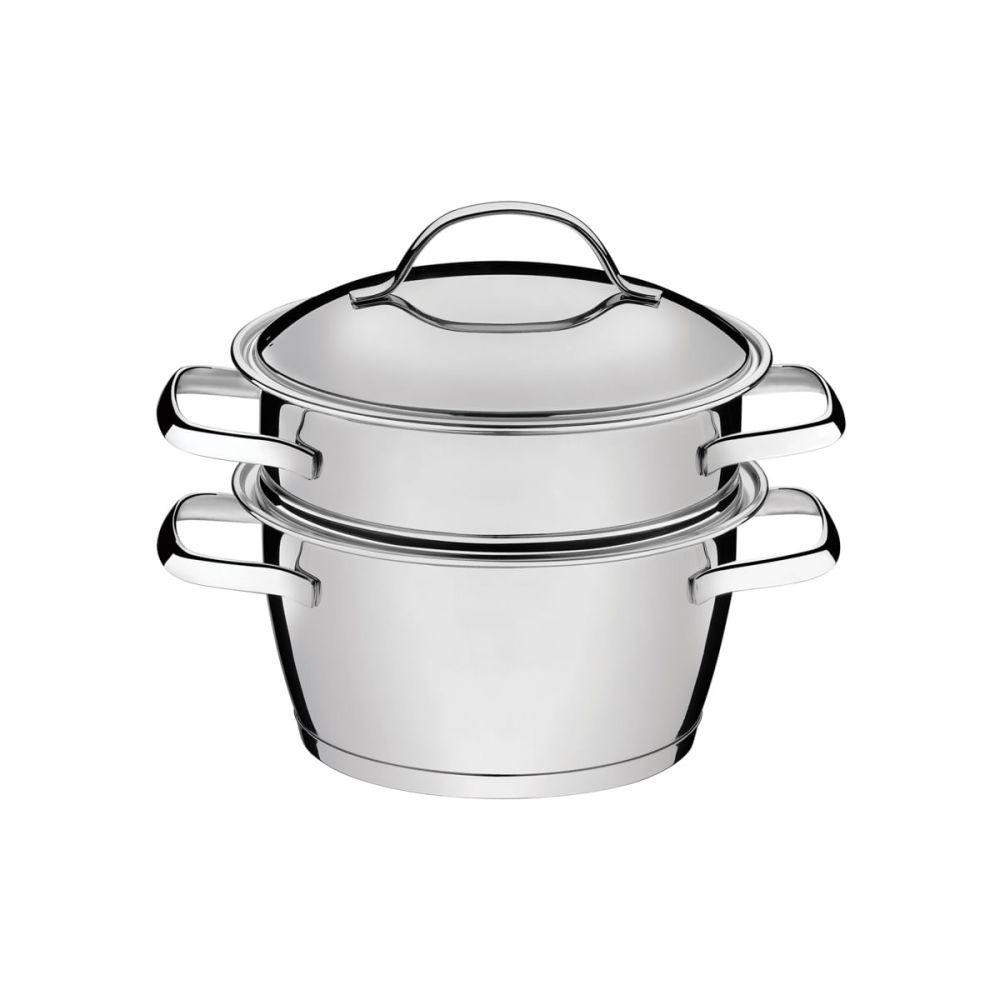 Cuscuzeira Tramontina Allegra 16Cm Inox Fundo Triplo 2 Peças - Home & Living