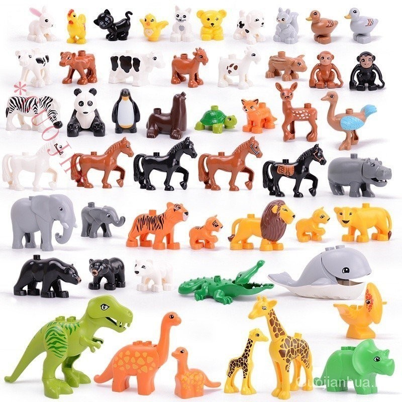 Blocos de construção de animais vendidos em conjuntos Compatível Com lego duplo Bloco De Construção Animal Cena Série