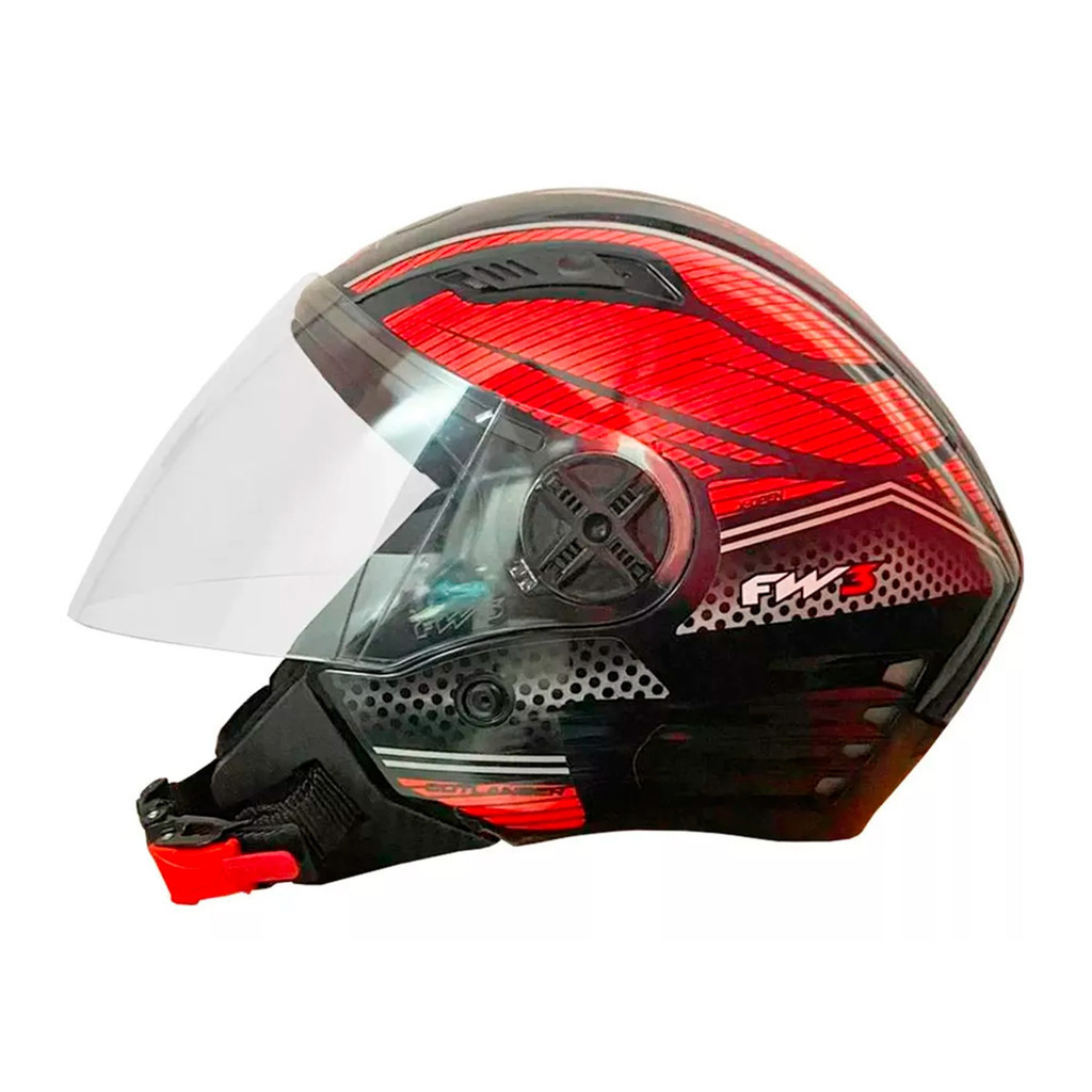 Capacete Moto Aberto X Open Vermelho Viseira Cristal Inmetro Tamanho 56 - FW3