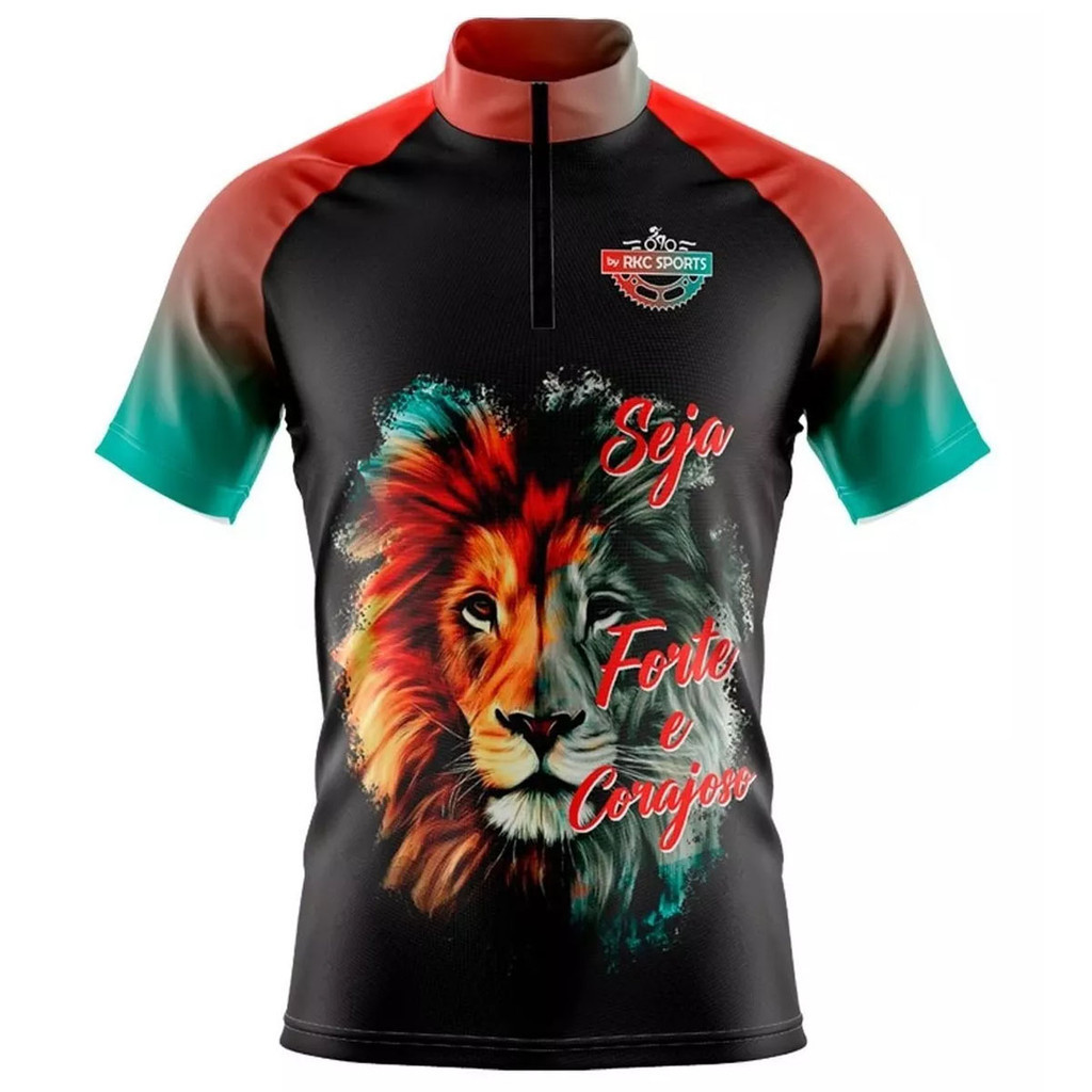 Camisa Ciclismo Masculina Mountain Bike Blusa Manga Curta Proteção UV Rkc Sports Leão de Judá em Oferta na Shopee