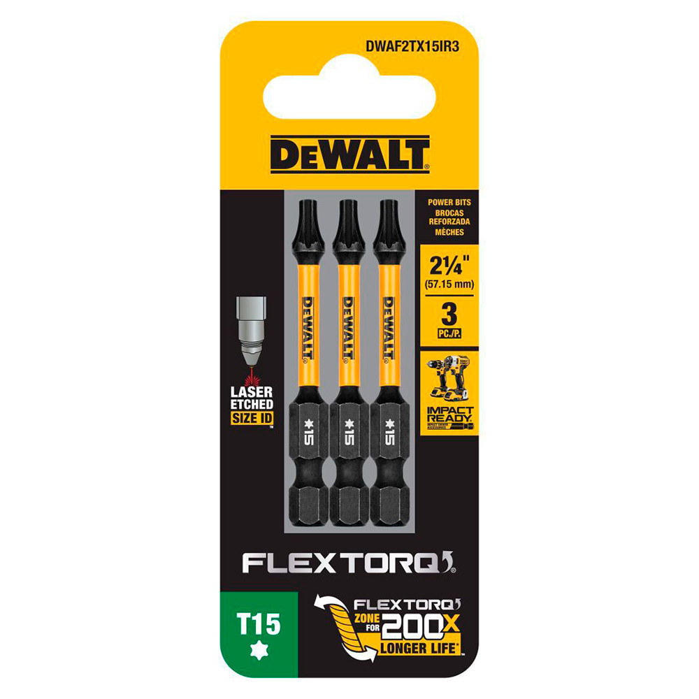 Kit com 3 Bits Torx de Impacto T15 x 50mm Flextorq Dewalt DWAF2TX15IR3 em Oferta na Shopee