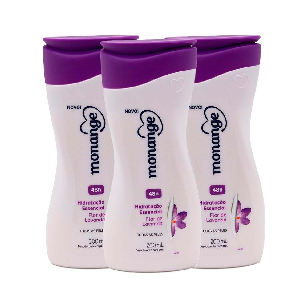Kit 3 und Creme Hidratante Monange Flor De Lavanda 200ml em Oferta na Shopee