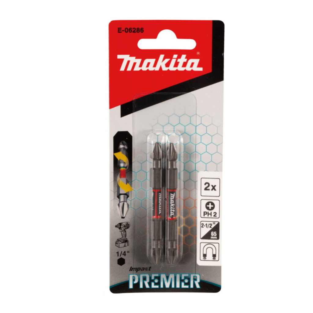 Pacote com 2 Pecas Bits Phillips de Torcao Duplo Premier 65mm PH2 Makita E-06286 em Oferta na Shopee