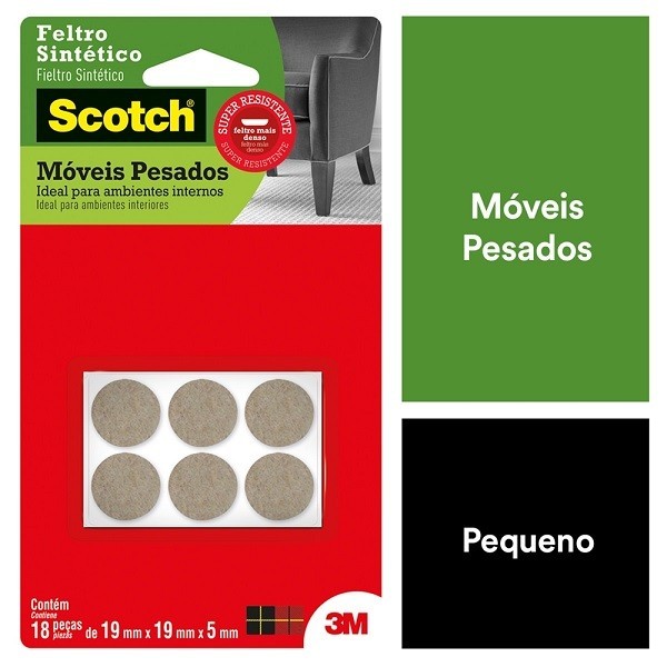 Feltro Moveis Pesados Redondo Marron Pequeno 18 UND