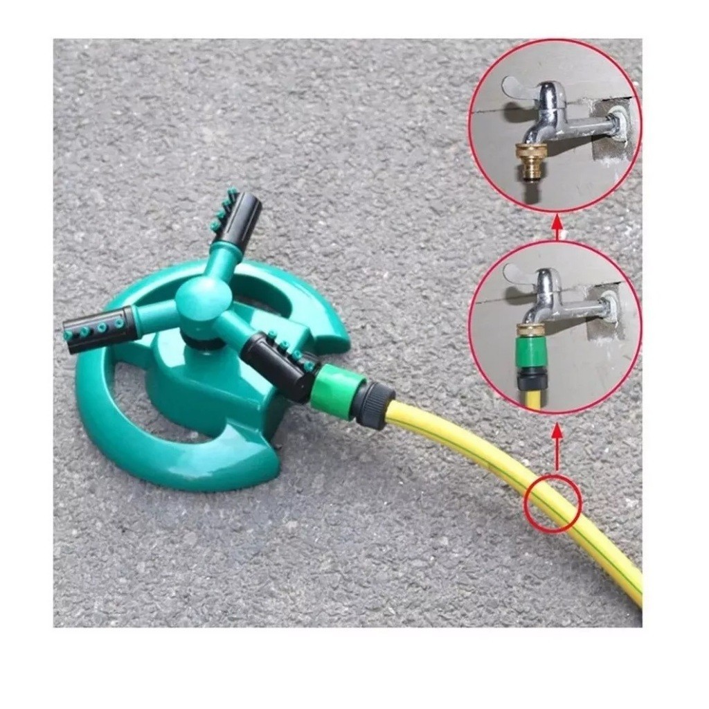 Aspersor De Jardim Com 3 Bicos Rotativo 360 Graus Para Irrigação