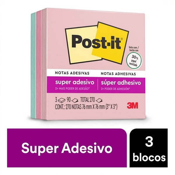 POST-IT Viajar 76MM X 76MM 3 Blocos de 90 Folhas 3M - Stationery