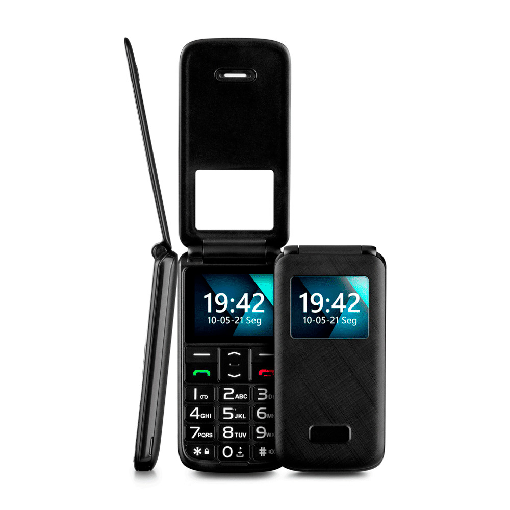 CELULAR DO IDOSO FLIP VITA LITE 2G TECLAS GRANDES FM BOTÃO SOS MULTILASER P9142