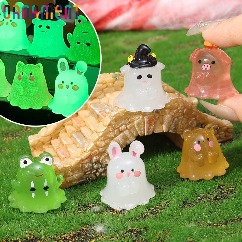 [Destaque] Ornamento Luminoso De Halloween-Decoração De Carro De Resina De Desenho Animado Casa De Micro Paisagem-Adereç