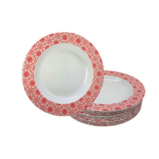 Jogo de 12 Pratos Fundo Melamina 25cm Vermelho Hotel Buffet em Oferta na Shopee