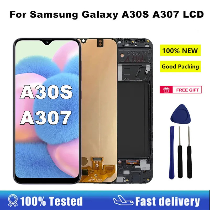 A30S AMOLED Display Para Samsung Galaxy A30s A307 A307F Display LCD Touch Screen Digitador Montagem Para Samsung A30S Display LCD