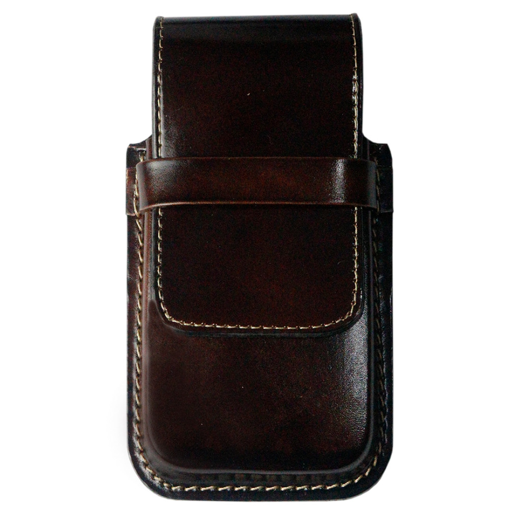 Capinha Bainha para Celular em Couro 100% Legítimo, Tampa Lisa Cor Café