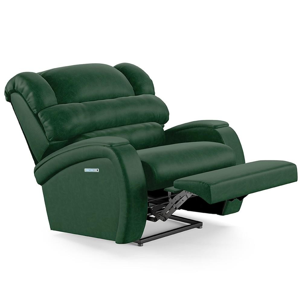 Poltrona do Papai Reclinável Kalie Elétrica Botão LED FH9 PU Verde Musgo - Mpozenato