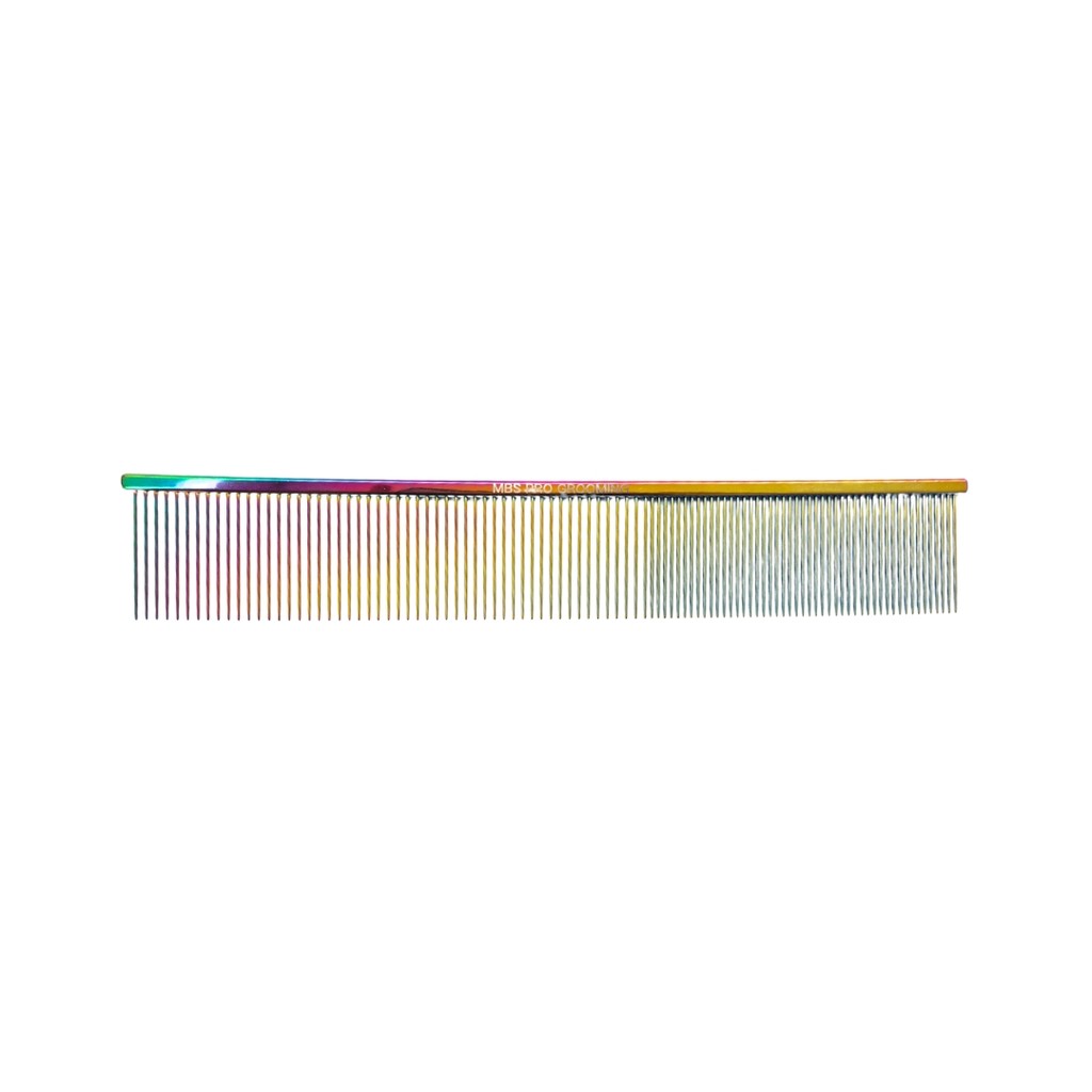Pente Para Pet Cães e Gatos MBS Pro Grooming Rainbow Lights 22cm
