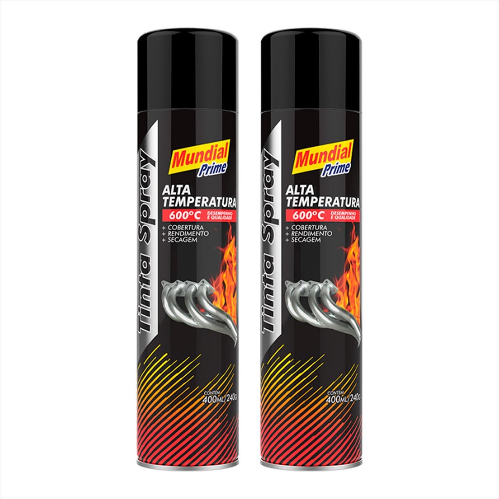Tinta Spray Alta Temperatura Uso Geral E Automotivo 400ml KIt C/ 2