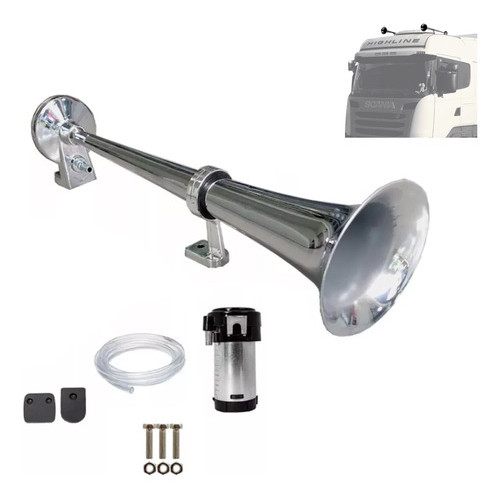 Buzina Caminhão Marítima Carro Cromada 45cm 12v C/compressor em Oferta na Shopee
