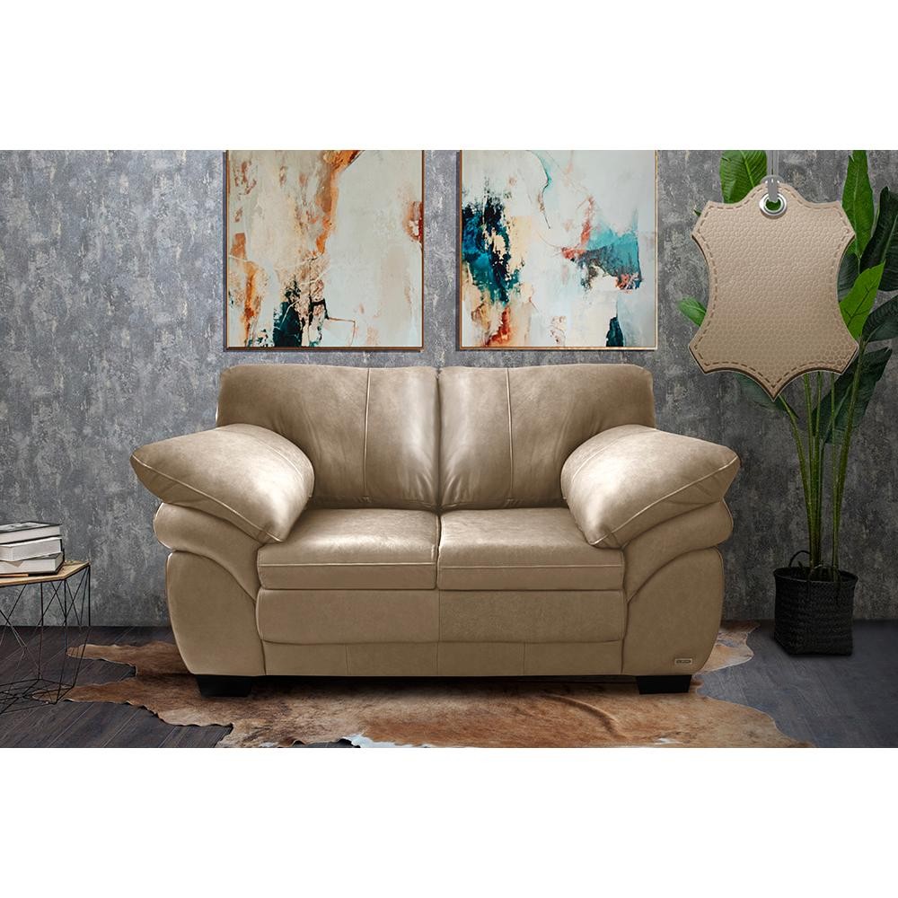 Sofá de Couro Legítimo 2 Lugares 1,60m Cama inBox Monterrey Bege em Oferta na Shopee