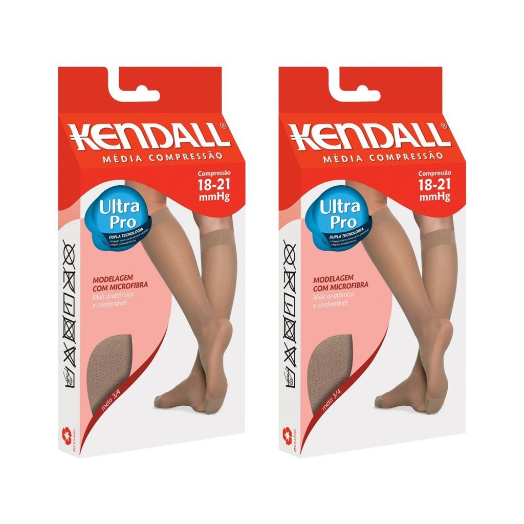 Kit 2 Pares de Meia Kendall 3/4 Média Compressão com ponteira 1671 - Health