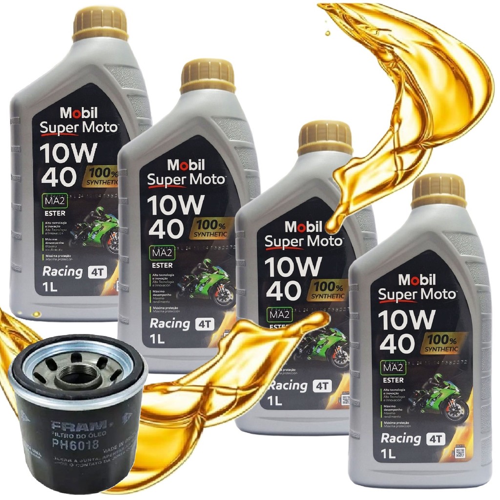 Troca de Óleo P/ Suzuki Bandit 1250 / Gsx 1300r Hayabusa Mobil Sintético 10w40 + Filtro em Oferta na Shopee