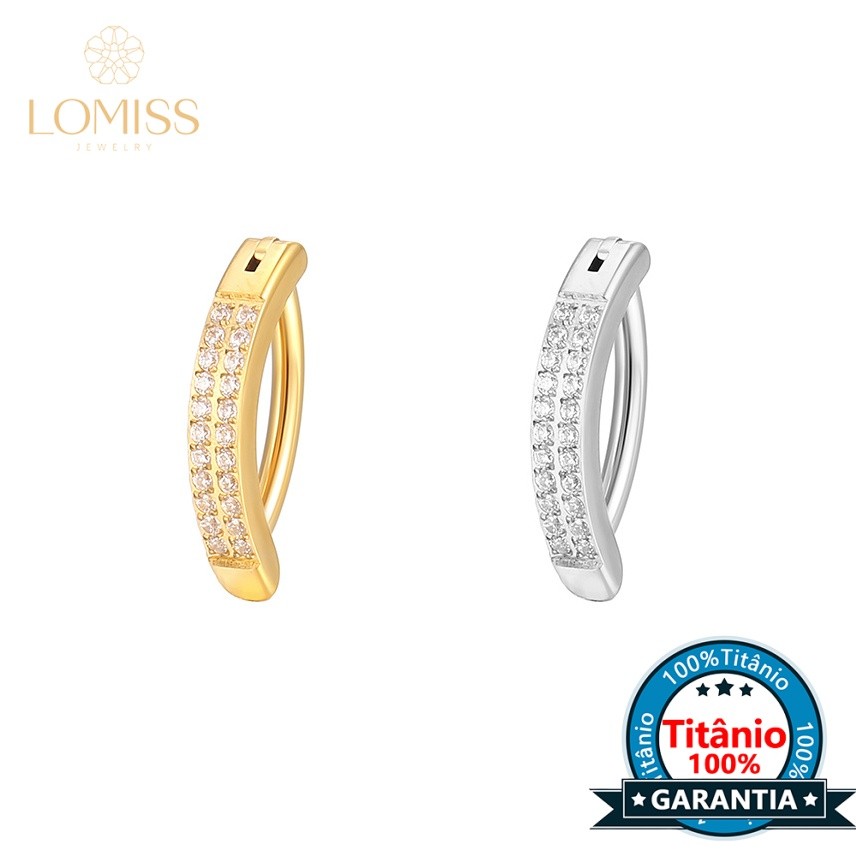 LOMISS Piercing Argola Para Umbigo Titânio 2 Fileiras Zircônia - Fashion Accessories