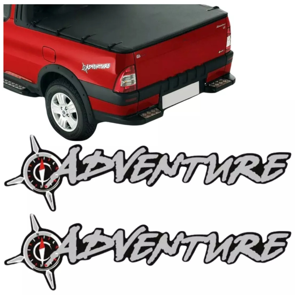 Kit Par Emblema Lateral Adventure Fiat Strada Palio Doblo 2002 2003 2004 2005 06
