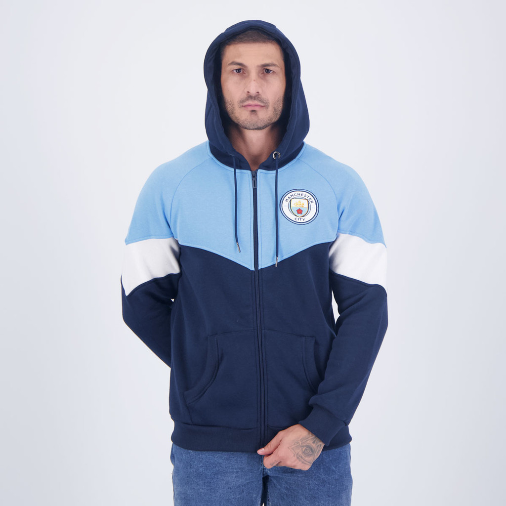Jaqueta Moletom Manchester City Azul e Marinho em Oferta na Shopee