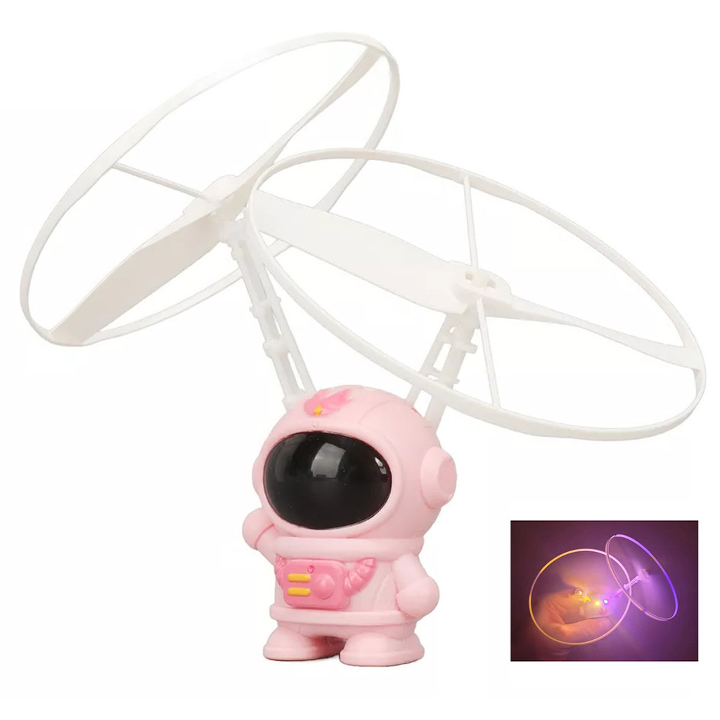 Mini Drone Astronauta Voador Boomerang Helice LED Sensor Movimento USB Bateria Recarregavel Entretenimento Resistente Seguro Brincadeira Criança Diversao