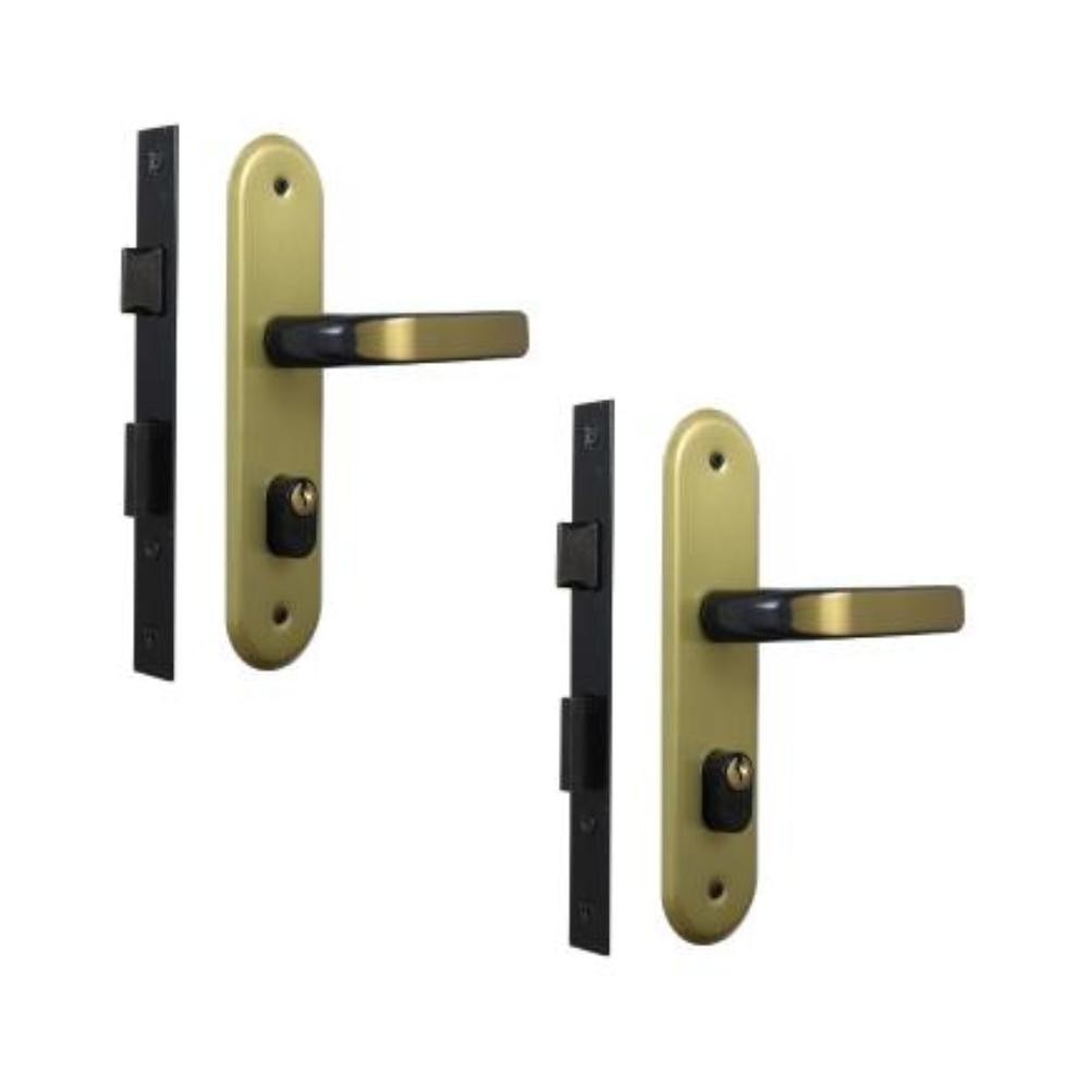 Kit 2 Fechaduras Stilo Alavanca Bronze Latonado Externa MGM em Oferta na Shopee