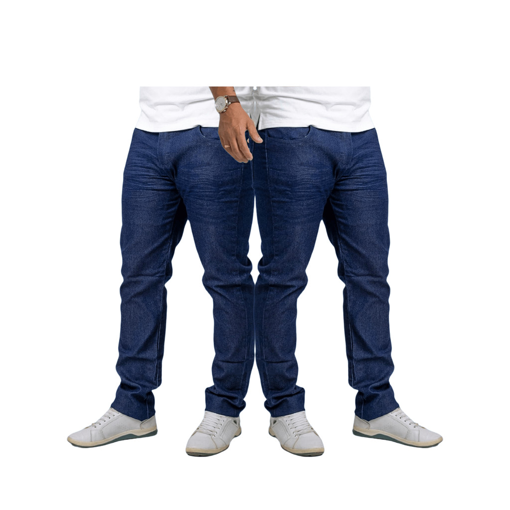 KIT 2 Calça Masculina Jeans Azul Escuro c/ Elasticidade - Lycra Elastano