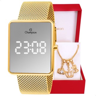 Relógio Feminino Champion CH40083B Digital Espelhado Dourado, com Pulseira de Berloques em Oferta na Shopee